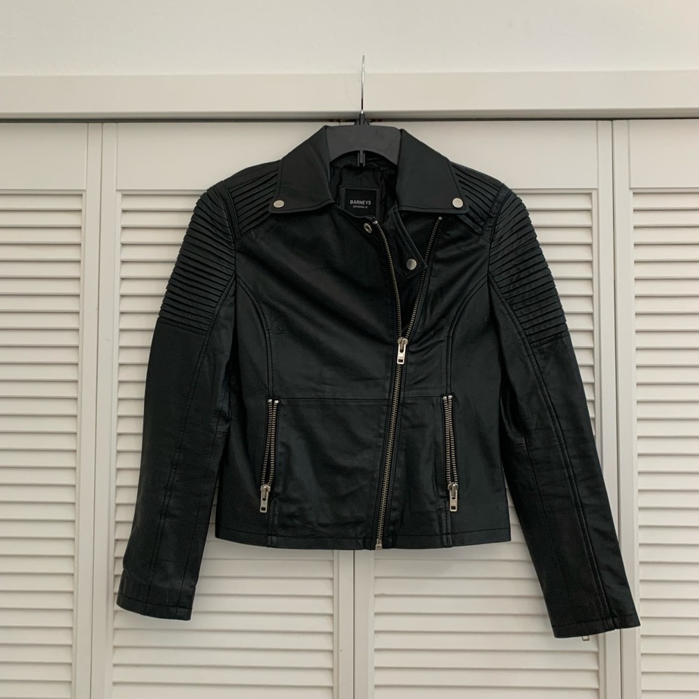 Barneys Originals Leather Moto Jacket